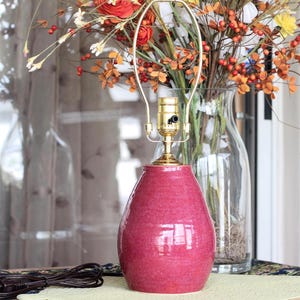 Handmade, wheel-thrown raspberry red ceramic table lamp base