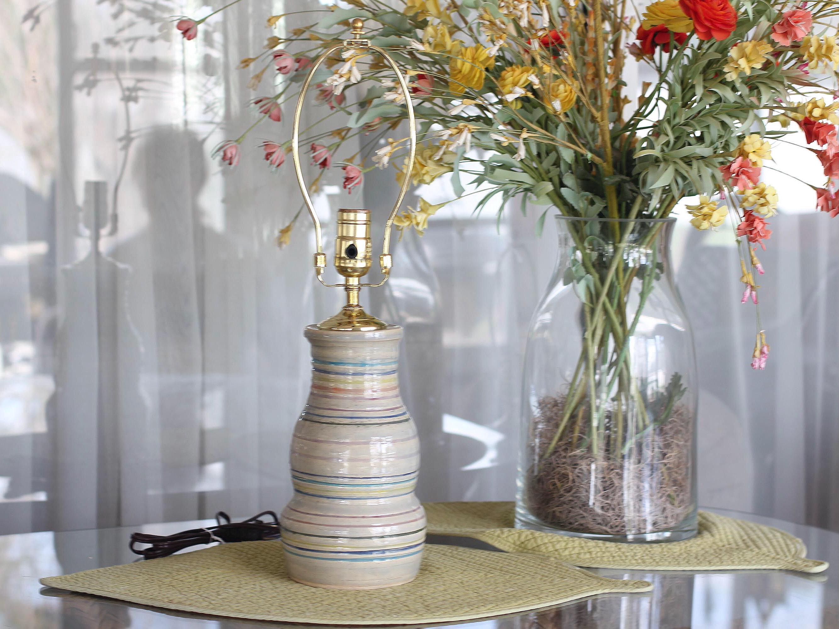 Handmade, wheel-thrown pottery table lamp base