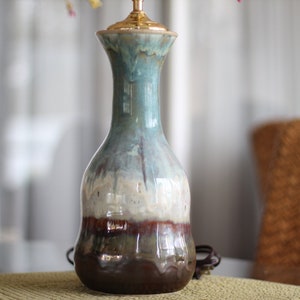 Unique, handmade wheel thrown ceramic table lamp