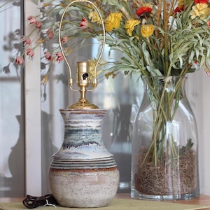 Handmade pottery wheel-thrown table lamp base