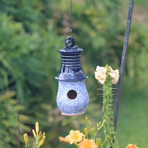 Handmade ceramic/pottery wheel-thrown birdhouse