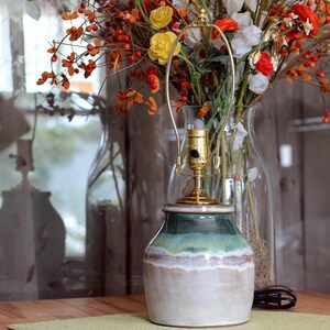 Handmade, wheel-thrown stoneware ceramic table lamp base