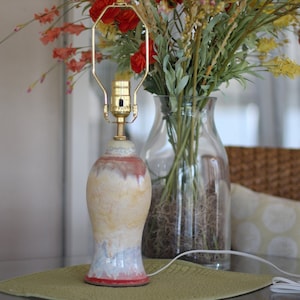 Ceramic Table Lamp Hand thrown Stoneware One of a Kind Beautiful and Unique Tropical Beachy Color