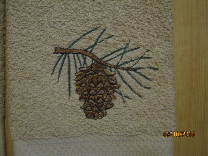 NEW 2 PINE CONE Tan Hand Towels. Lodge Towels Northwoods Etsy