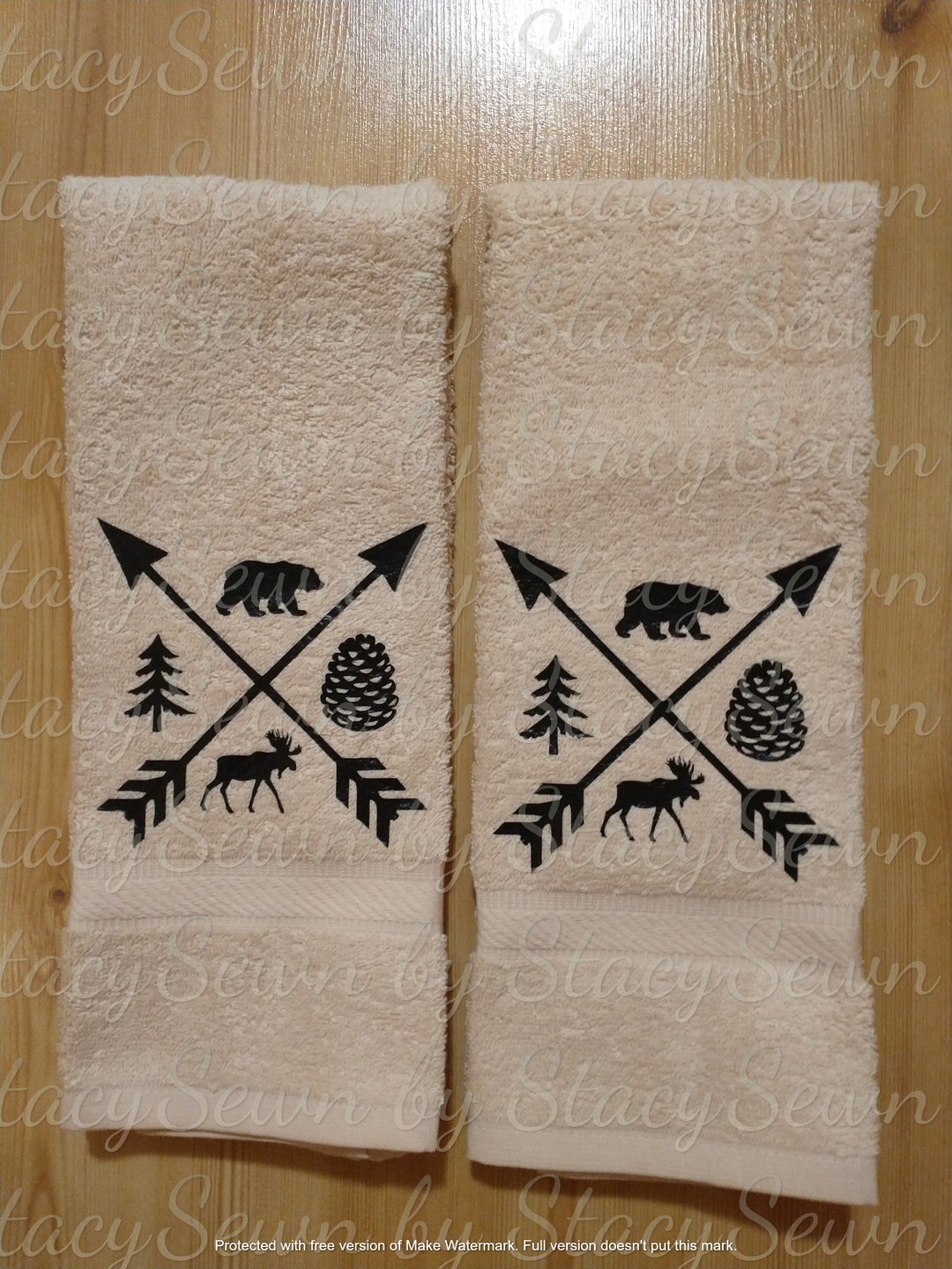 Crossed Arrows Hand Towels Cabin Lodge Decor Bear Moose Pine Etsy