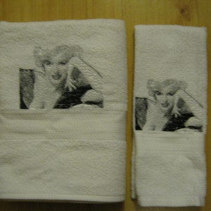 Marilyn Monroe Bath & hand towel set with photo stitch