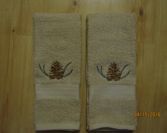 handmade accent Details about   Pine cone fingertip towel brown or green 