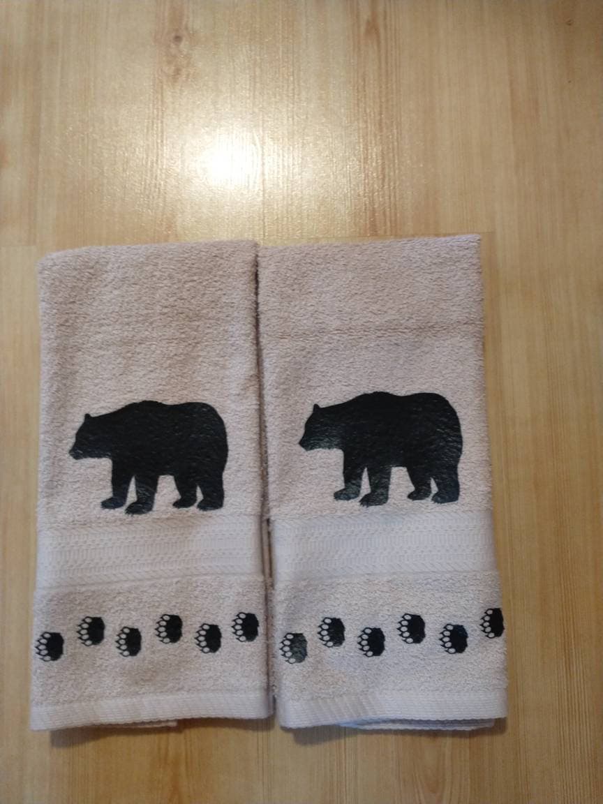 2 Rustic Lodge Dish Towels - Moose Towel, Bear Towel | Wilderness Animals  Woodland Themed Cabin Kitchen Towels | Camping Dish Towel Set for Hand