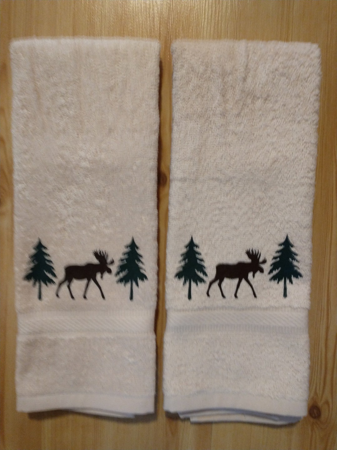 Moose With Pine Trees Hand Towels, Cabin Lodge Decor Etsy