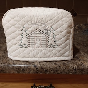 2 or 4 slice small appliance toaster cover with Log Cabin & Tree's Design