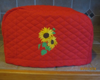 Embroidered Sunflower Toaster Cover, Quilted Kitchen Decor