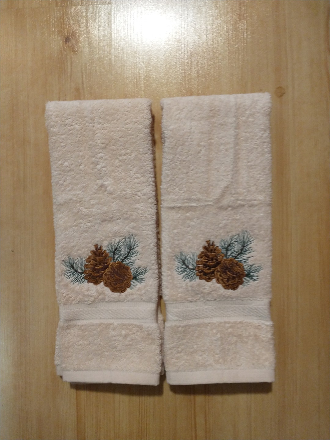 NEW 2 PINE CONE Hand Towels. Lodge Towels, Northwoods Cabin Decor, Bathroom Kitchen Towels Etsy