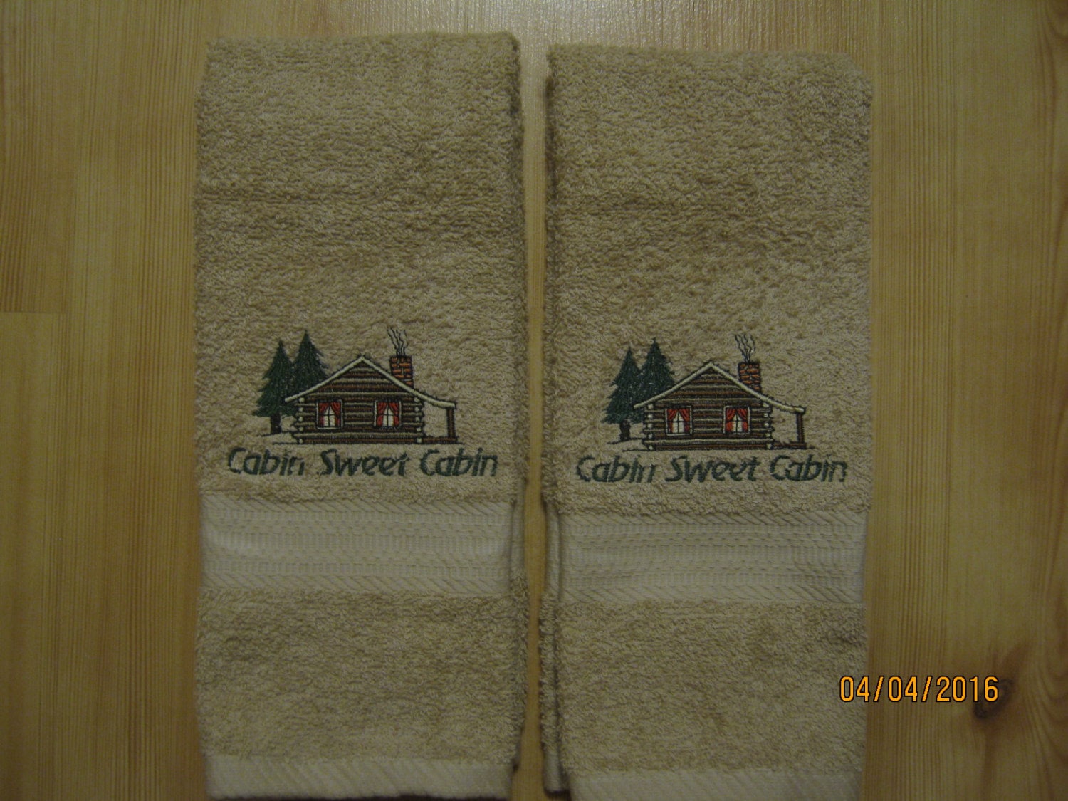 NEW 2 Cabin Sweet Cabin Tan Hand Towels. Lodge Towels Etsy