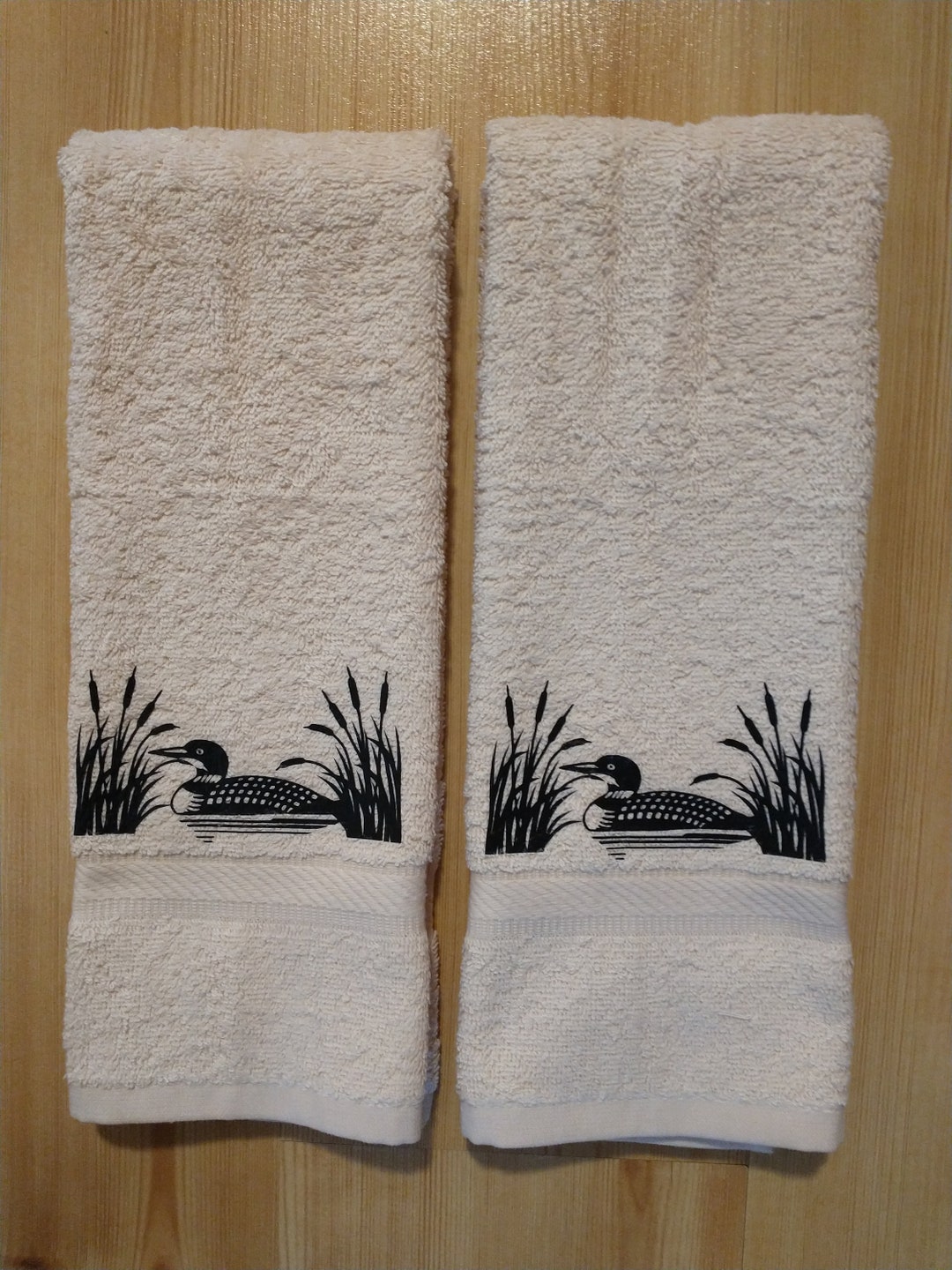 Loon & Cattails Hand Towels Cabin Lodge Decor Etsy