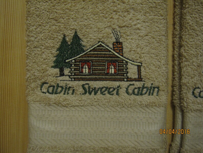 NEW 2 Cabin Sweet Cabin Tan Hand Towels. Lodge Towels Etsy