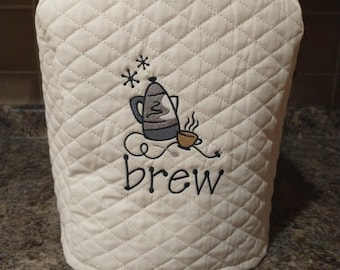 Embroidered Coffee Maker Cover, Machine Washable, Custom Size