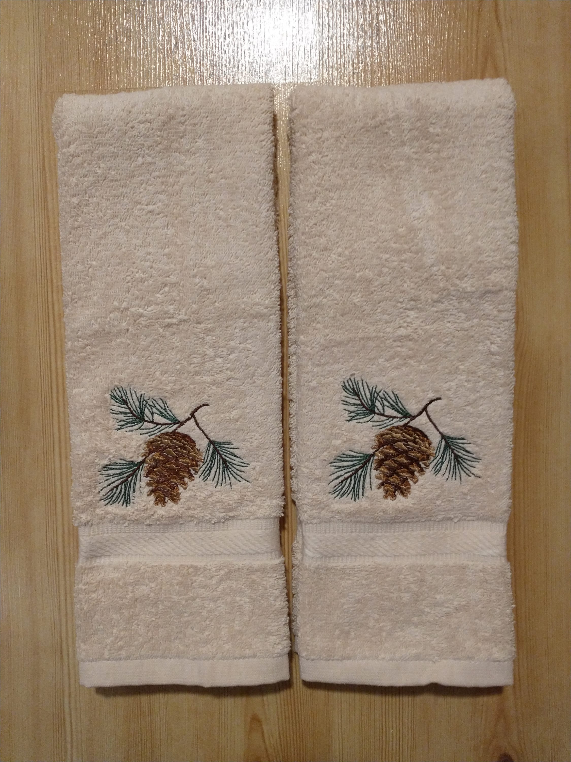 Buy Hand Crafted Farmhouse Grainstripe Towel Set With Sewn Corner Hangers,  made to order from Crafty Hobbit Rehab & Design