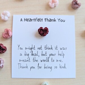 A Heartfelt Thank You Mini Gratitude Card With Tiny Heart Figurine ...