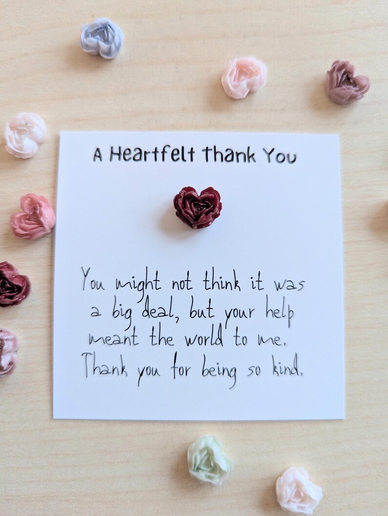 A Heartfelt Thank You Mini Gratitude Card With Tiny Heart Figurine ...