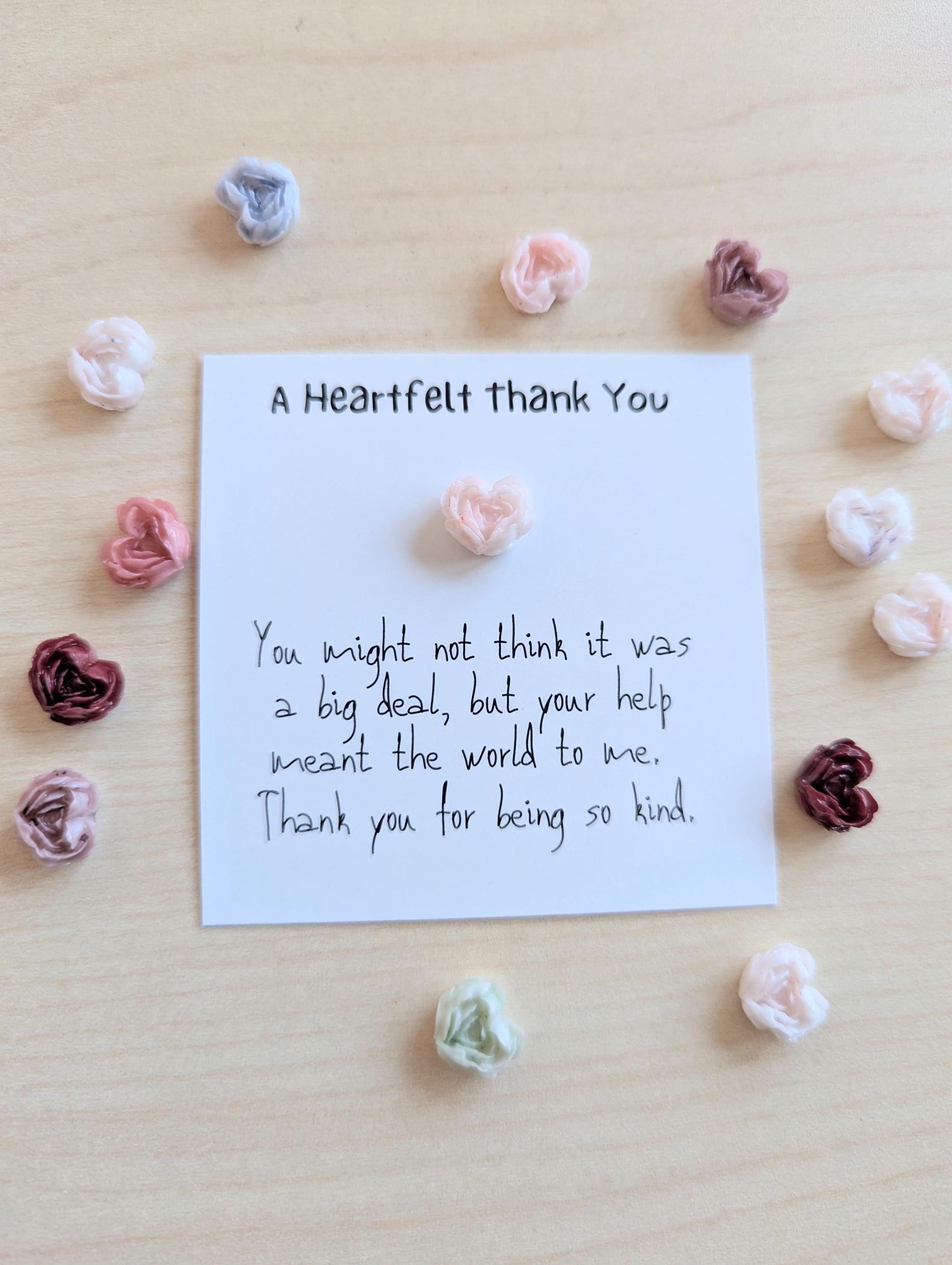 A Heartfelt Thank You Mini Gratitude Card With Tiny Heart Figurine ...
