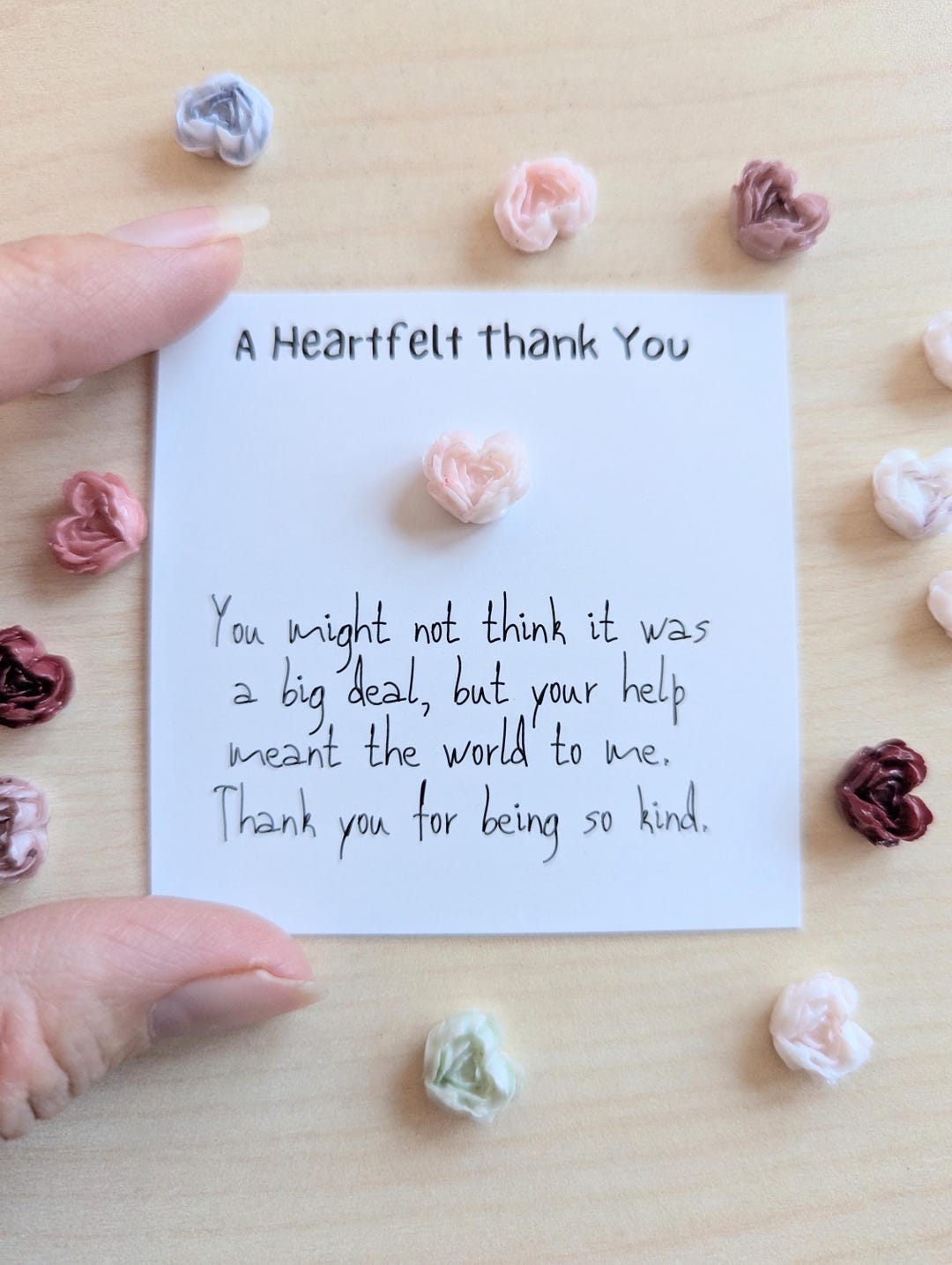 A Heartfelt Thank You Mini Gratitude Card With Tiny Heart Figurine ...