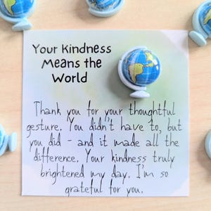 Your Kindness Means the World – Mini Thank You Card with Tiny World Map – Gratitude & Appreciation Gift