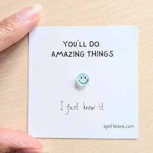Cadeau avec affirmation de soi, Mini smiley souvenir, Mot d'encouragement pour étudiant, Cadeau pour nouvel emploi, Poche câlin