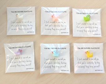Gift with Mini Duck Figurine, Funny Encouragement Keepsake, Thoughtful Just Because Gift for Friend, Cute Desk Decor, Positive Note