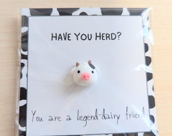 You Are Legendary Friend Card with Adorable Cow Figurine – 2.6" Mini Keepsake note, Personalized Message, Perfect for Friends and Loved Ones