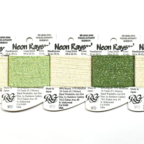 Neon Rays Plus Thread, Metallic Ribbon Thread, Rainbow Gallery Neon Rays Plus, Needlepoint Fibers, Stitchery Threads, Needlework Yarns, Yarn