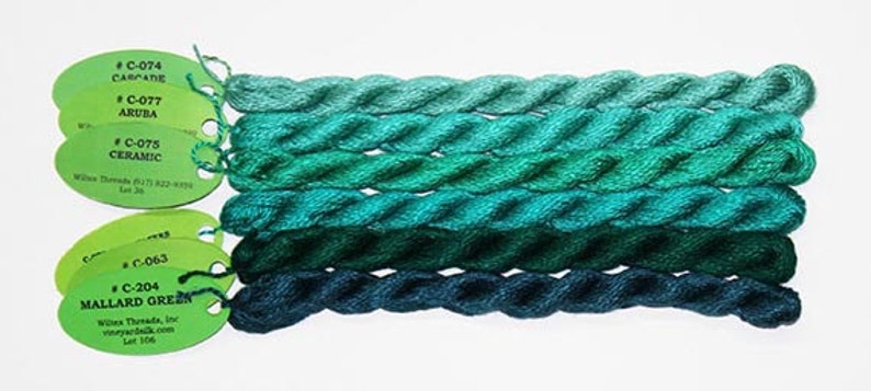 Classic Silk Threads Vineyard Silk Threads Sale 5.80 Each 100/% Chinese Silk Vineyard Silk Classic Needlepoint Threads Teals Threads