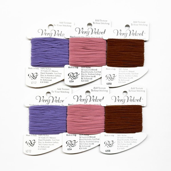 Very Velvet Yarn 4.10 Each,  Rainbow Gallery Very Velvet Thread, Velour Yarns, Needlepoint Thread, Embroidery Threads, Needlework Fibers