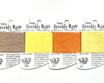 Petite Sparkle Rays Yarn 4.85 ea, Rainbow Gallery Petite Sparkle Rays, Metallic Ribbon Yarn, Metallic Needlework Thread, Needlepoint Fibers