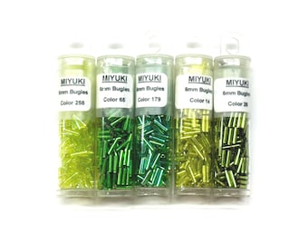 Miyuki 6mm Bugle Beads, Glass 6mm Bugle Beads, Bugle Beads in 2" Tubes, Needlework Beads, Cross-Stitch Bugle Beads, Jewelry Making Bugles
