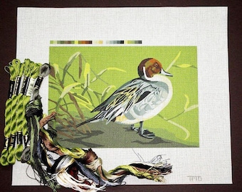 Needlepoint Kits, Needlepoint Ducks, Needlepoint Waterfowl Painted Canvases, Needlework Duck, Ducks, Pintail Duck Needlepoint, Waterfowl Kit