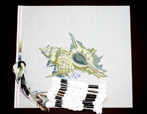 Needlepoint Kits, Needlepoint Supplies, Needlepoint Canvases, Needlepoint Designs, Needlepoint Murex Shell Kit,  Seashell Needlepoint Kit