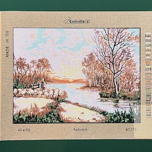 Toile à Tapisserie Pour Needlepoint Collection D'Art - Lac 50x60 Cm, Motif Peint Main