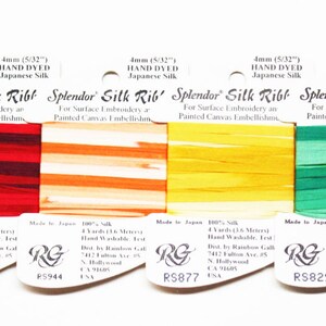 Splendor Silk Ribbon 4.00 Each, Rainbow Gallery Splendor Silk Ribbon Multi 4mm, Silk Ribbon, 4mm Silk Ribbon, Needlework Silk Ribbon, Silks