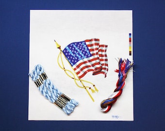 Needlepoint Kits, American Flag Needlepoint Kit, US Flag Needlepoint Kit, Needlework Flag Kit, Needlepoint Flag, Patriotic Needlepoint Kits