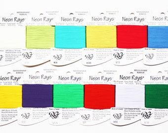 Rainbow Gallery Neon Rays Thread, Neon Rays Ribbon Thread, Neon Rays Yarn, Embroidery Threads, Needlework Threads, Cross-Stitch Threads