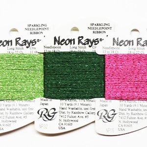 Neon Rays Plus, Rainbow Gallery Ribbon Threads, Metallic Threads For Needlework, Needlepoint Threads, Needlework Fibers, Rainbow Gallery