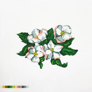 Needlepoint Canvases, Needlepoint Designs, Floral Needlepoint, Dogwood Needlepoint Canvas, Needlepoint Dogwood Design, Floral Stool Covers