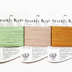 Sparkle Rays Thread, Rainbow Gallery Sparkle Rays, Metallic Ribbon Thread, Needlework Threads, Rainbow Gallery Threads, Cross-Stitch Thread