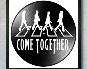 Beatles Come Together Vinyl Record Art, Framed or Unframed, Music Lover&#39;s Wall Decor, Classic Rock Memorabilia