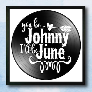 Johnny and June Cash Music Wall Art, Johnny Cash Sign, Repurposed Vinyl Record Art, Music Gift, Valentine Gift, Anniversary gift