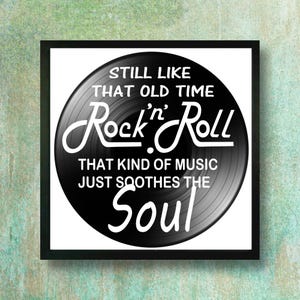 Retro Song Lyric Art on Repurposed Vinyl Record - Bob Seger Inspired Music Decor Old Time Rock for Classic Rock Music Lovers
