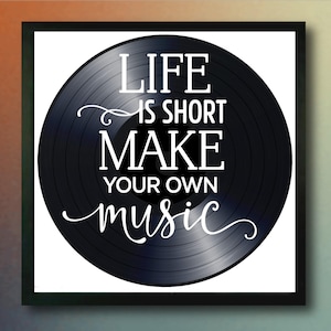 Life is Short quote on a Vintage Vinyl Record, LP Vinyl Art, Music Lover Gift, College Dorm Decor, Inspirational Wall Art, Vinyl Record Art