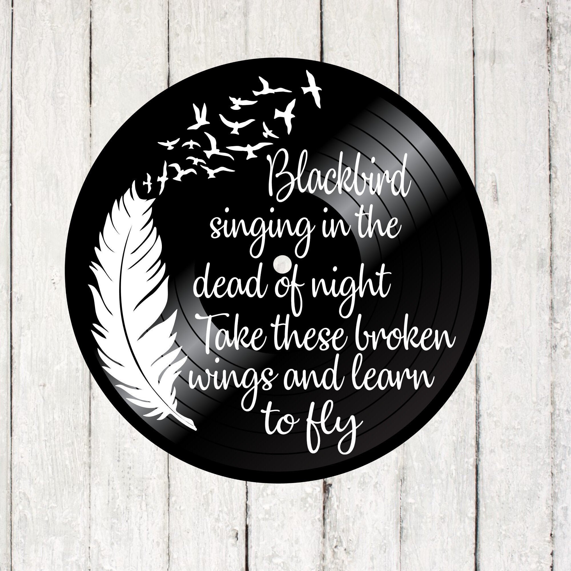 Beatles Blackbird Song Lyrics on a Vinyl Record Album Song | Etsy