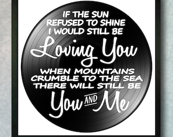 Record Wall Art, Zeppelin Thank You Song Lyrics Framed or Unframed on a Repurposed Vintage Vinyl Record, Anniversary Gift