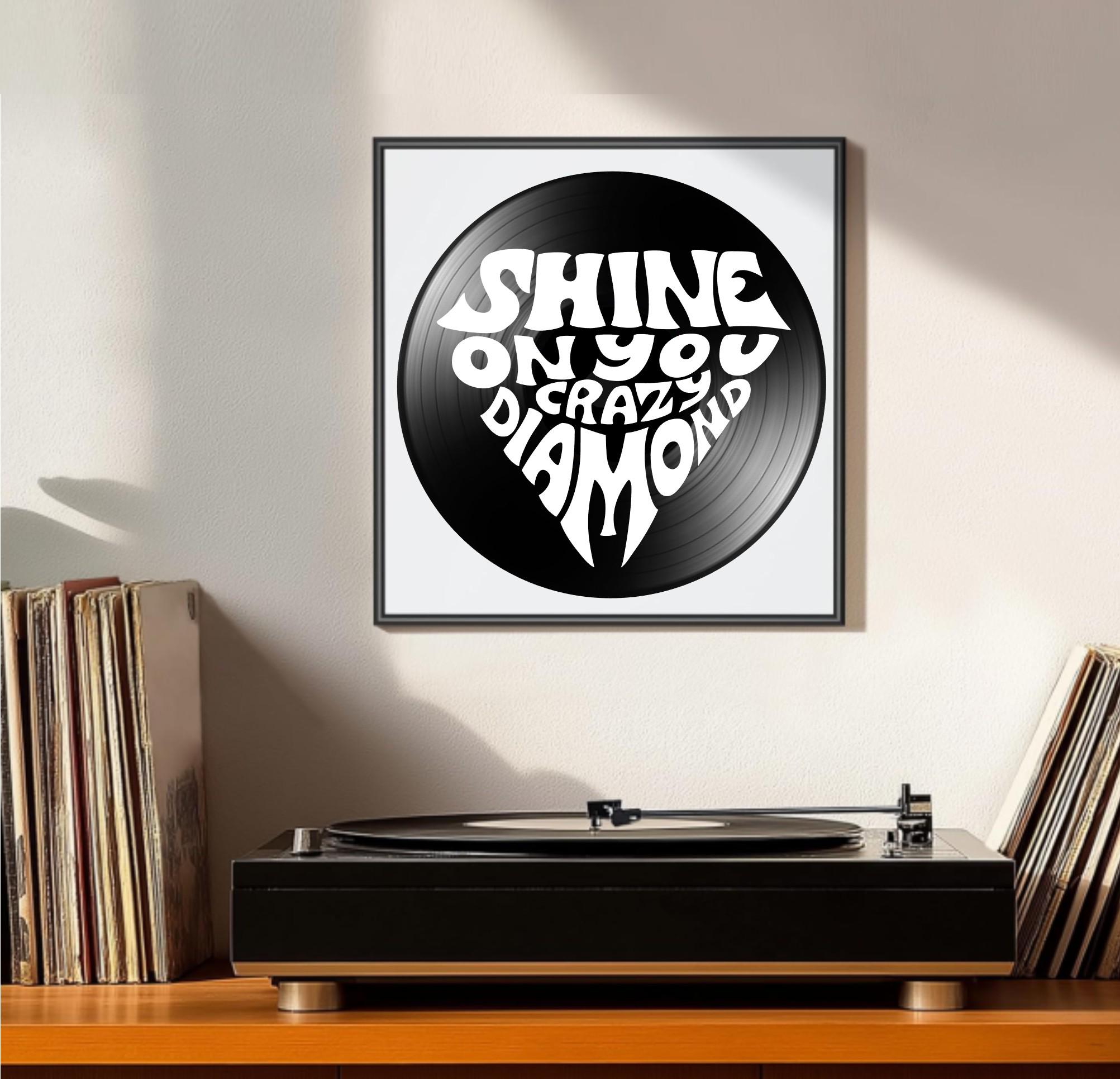 Shine on You Crazy Diamond Song Lyrics on a Repurposed Vinyl 
